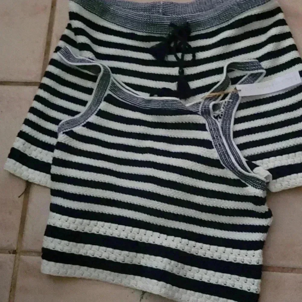 NWT HOUSE OF HARLOW 1960 Navy Striped Sleeveless Top & Shorts 2 Piece Set large - Picture 2 of 8